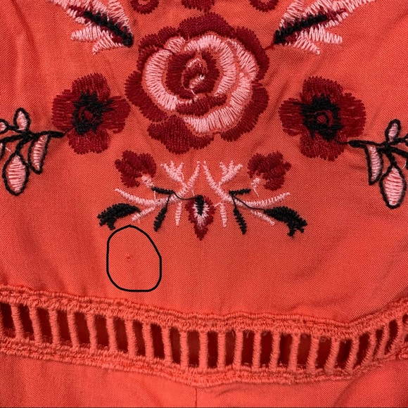 Coco + Jaimeson Floral Coral Embroidered Romper - Picture 13 of 13